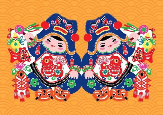 中国传统意义上的“年画娃娃”©摄图网